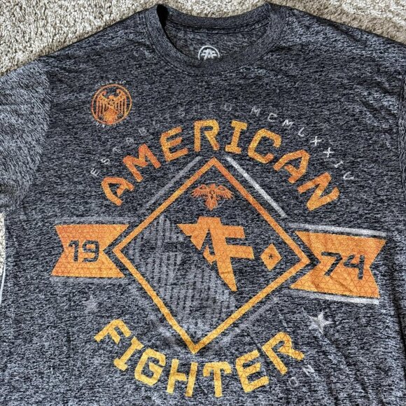 American Fighter Shirt Mens Large Gray Heather Graphic Training Division 1974 - Picture 2 of 9